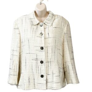 Garfield & Marks Baker Jacket Tweed Blazer Women Sz  16 Button Peter Pan Collar‎